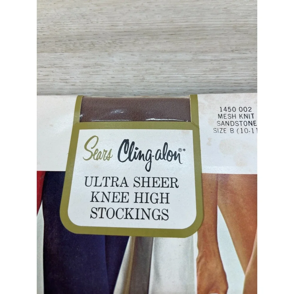 Sears Cling Alon‎ Ultra Sheer Knee High Stockings Size B 10-11 Sandstone 2 Pairs
